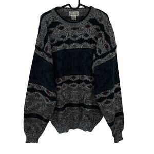Vintage City Streets Pullover Tribal Pullover Grandpa Knit Sweater Size Large